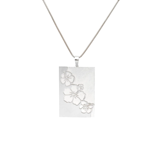 Wisior prostokąt z kwiatami srebro rodowane