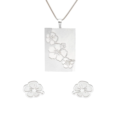 Komplet kwiatki srebro rodowane