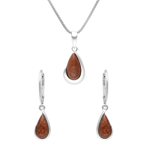 Komplet łezki z piaskiem pustyni srebro