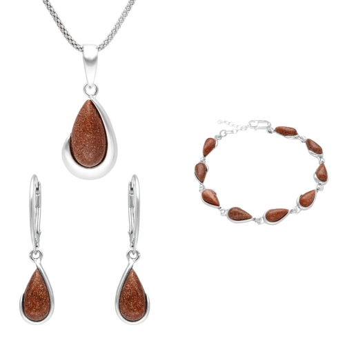 Komplet łezki z piaskiem pustyni srebro