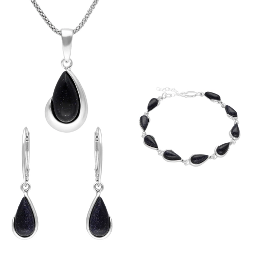 Komplet łezki z Nocą Kairu srebro