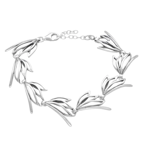 Efektowna bransoletka z motywem roślinnym srebro oksydowane