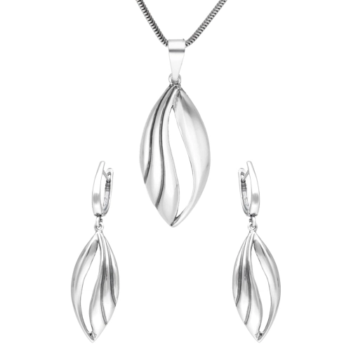 Komplet długie łezki srebro oksydowane