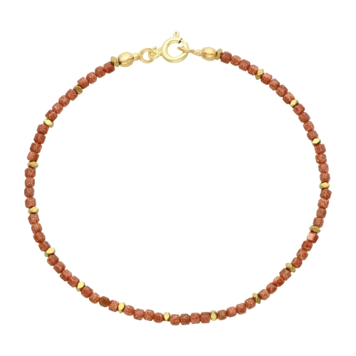 Bransoletka z piaskiem pustyni i hematytem srebro pozłacane