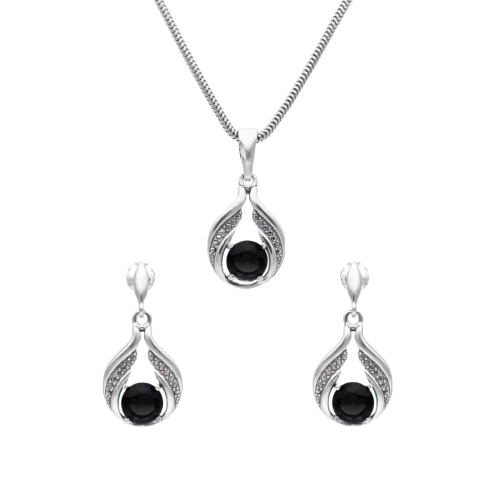 Komplet z czarnymi cyrkoniami srebro