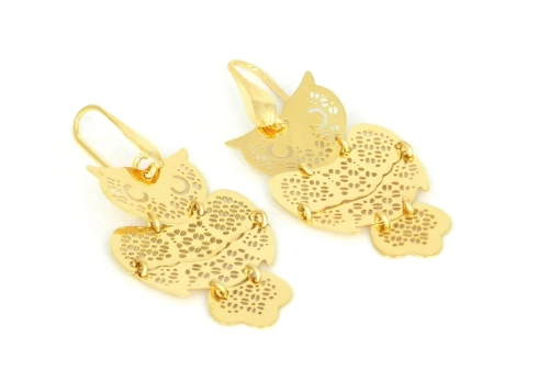 Kolczyki sowy srebro pozłacane