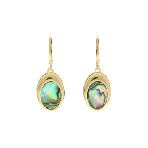 Kolczyki owalne z masą perłową srebro pozłacane