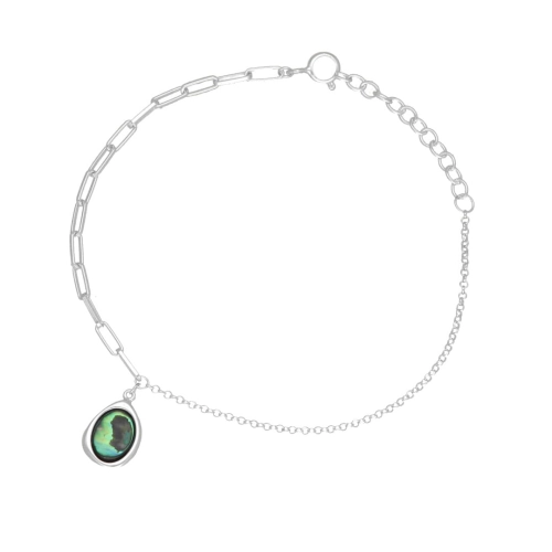 Bransoletka łańcuszkowa z masą perłową srebro rodowane