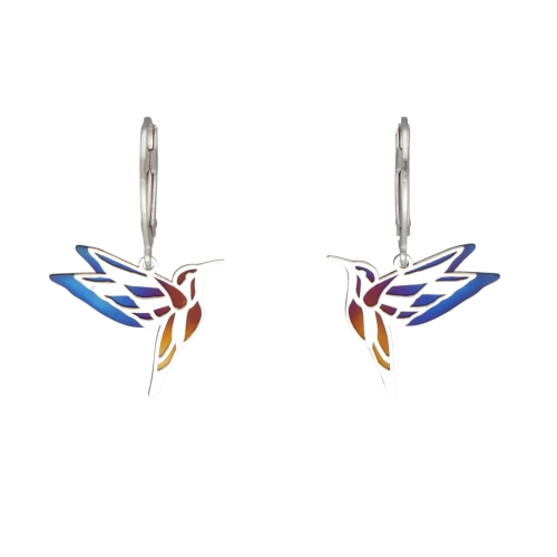 Kolczyki kolibry tytan srebro rodowane