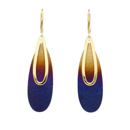 Kolczyki tytan ombre srebro pozłacane