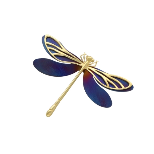 Wisior broszka ważka tytan srebro pozłacane