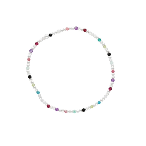 Delikatna bransoletka z kolorowymi kamyczkami srebro