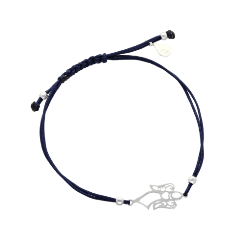 Bransoletka sznurkowa aniołek granatowa srebro