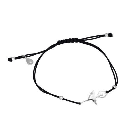 Bransoletka sznurkowa baletnica czarna srebro