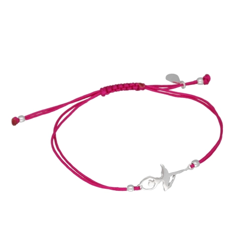 Bransoletka sznurkowa baletnica amarantowa srebro