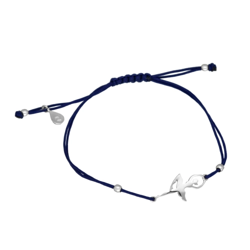 Bransoletka sznurkowa baletnica granatowa srebro