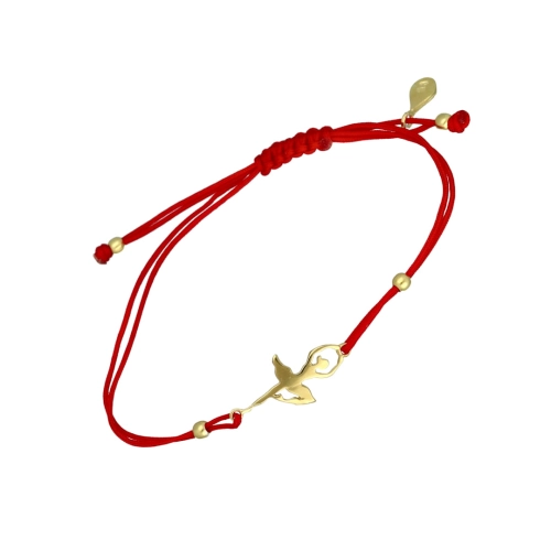 Bransoletka sznurkowa baletnica czerwona pozłacana