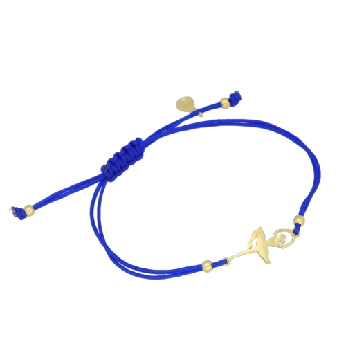 Bransoletka sznurkowa baletnica niebieska pozłacana