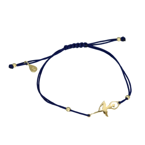 Bransoletka sznurkowa baletnica granatowa pozłacana