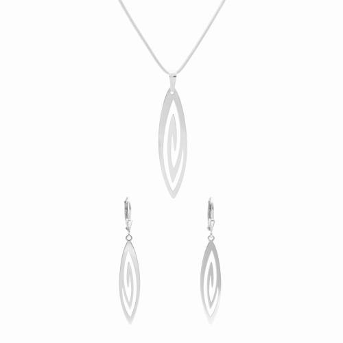 Komplet owalny srebro rodowane