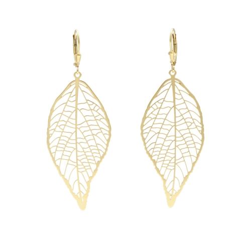 Kolczyki liście ażurowe srebro pozłacane