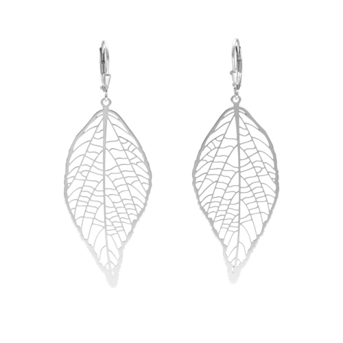 Kolczyki liście ażurowe srebro rodowane