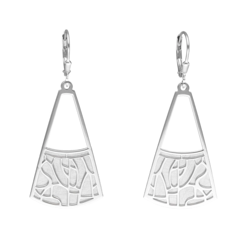 Kolczyki trapezy satynowane srebro rodowane