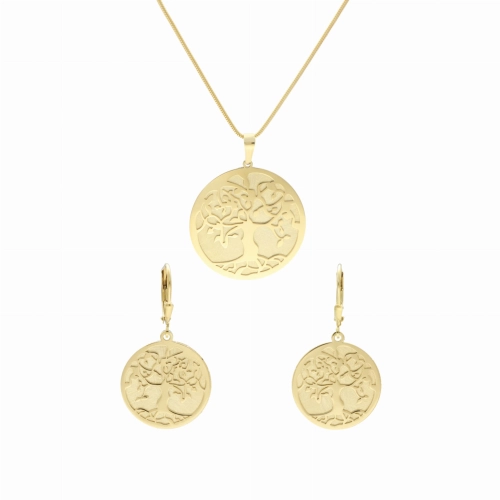 Komplet drzewko szczęścia srebro pozłacane