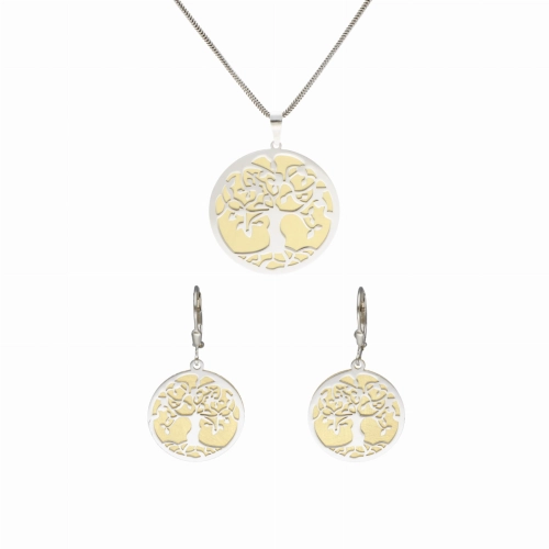 Komplet drzewko szczęścia srebro pozłacane