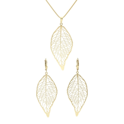 Komplet liście ażurowe srebro pozłacane