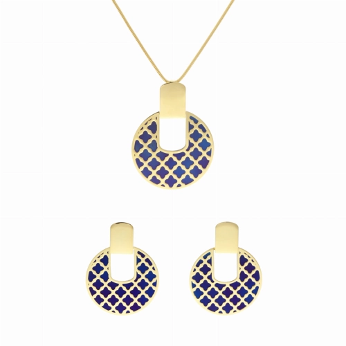 Komplet okrągły tytan srebro pozłacane