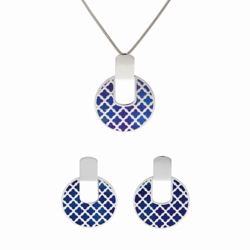 Komplet okrągły tytan srebro rodowane