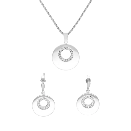 Komplet okrągły z cyrkoniami srebro