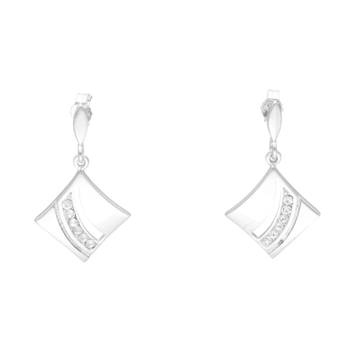 Kolczyki z cyrkoniami romby srebro