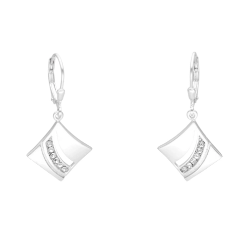 Kolczyki z cyrkoniami romby srebro