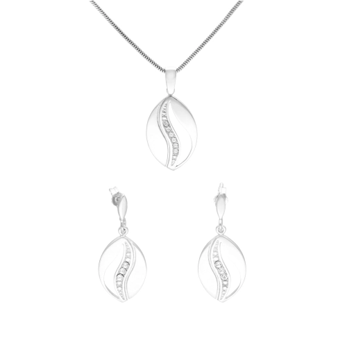 Komplet z cyrkoniami owalny srebro