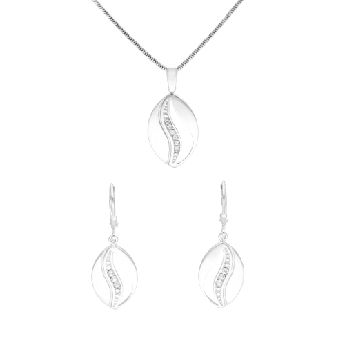 Komplet z cyrkoniami owalny srebro
