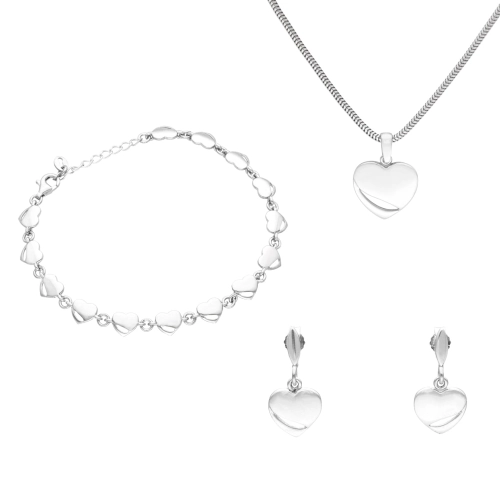 Komplet serca srebro