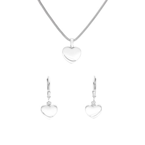 Komplet serca srebro