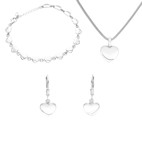 Komplet serca srebro