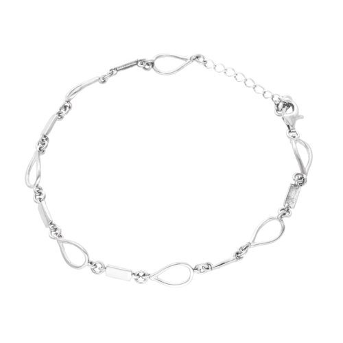 Bransoletka gładkie łezki srebro