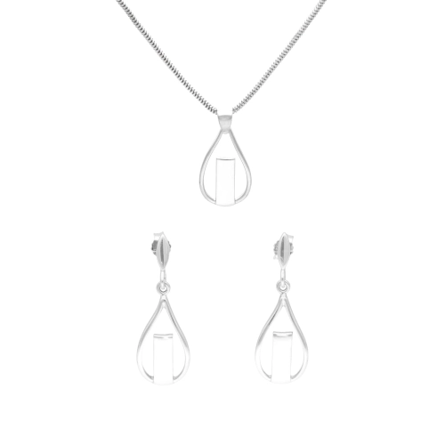 Komplet łezki gładkie srebro