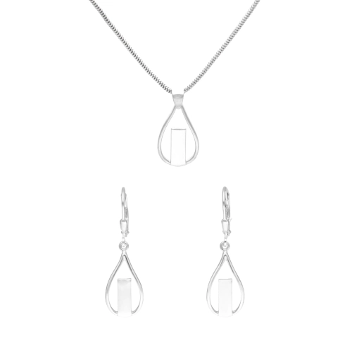 Komplet łezki gładkie srebro