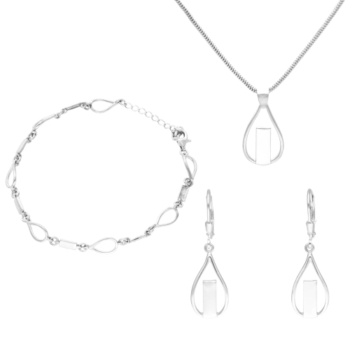 Komplet łezki gładkie srebro