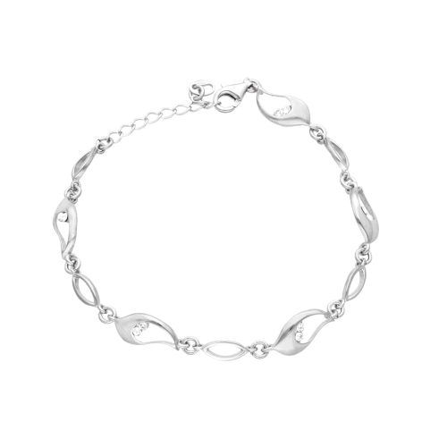 Bransoletka z cyrkoniami gładka srebro