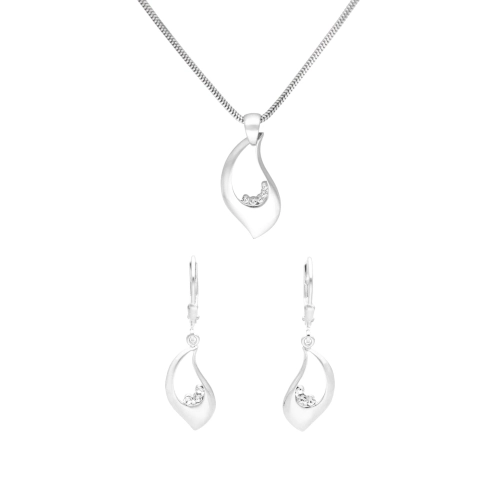 Komplet z cyrkoniami gładkie srebro