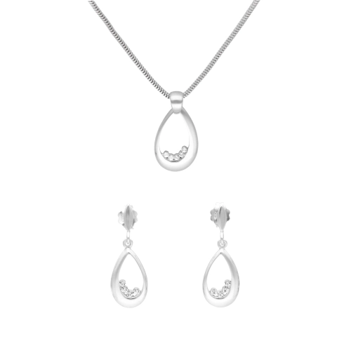 Komplet z cyrkoniami łezka srebro