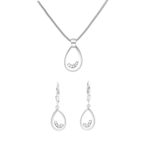 Komplet z cyrkoniami łezka srebro