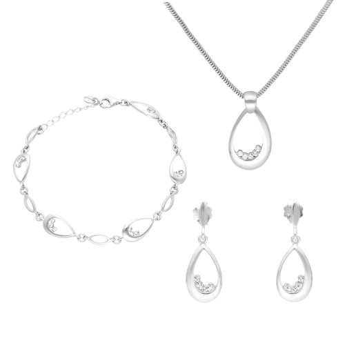 Komplet z cyrkoniami łezka srebro