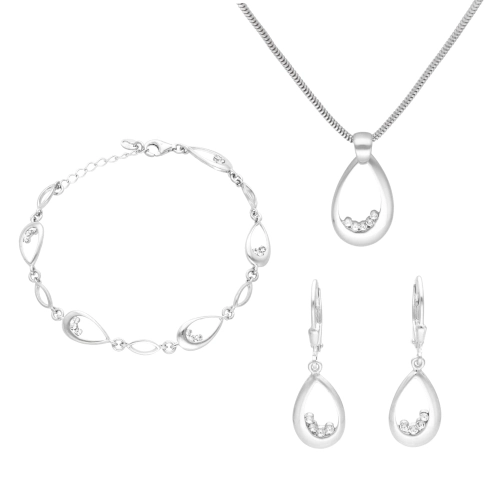 Komplet z cyrkoniami łezka srebro